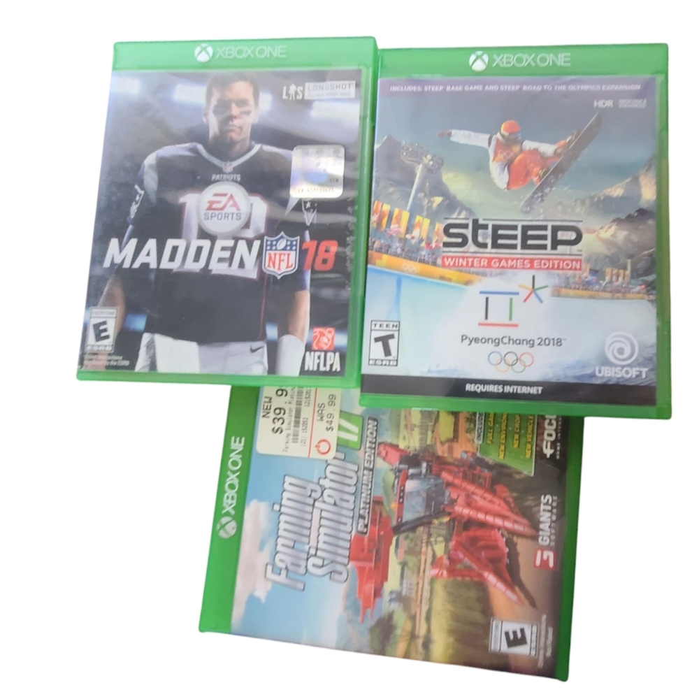 Xbox One Game Bundle - Green Cases, Olympics, Football And Farming